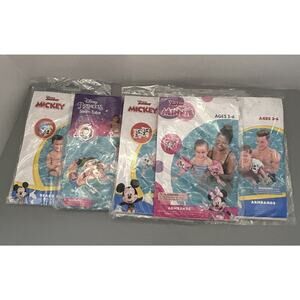 7 Disney Mickey Minnie Inflatable Armbands Floats Swim Ring, Beach Ball Pool Lot